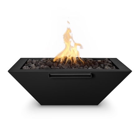The Outdoor Plus 36 Square Maya Fire, Water Bowl, Powder Coated Metal, Black, Natural Gas OPT-36SQPCFWE12V-BLK-NG